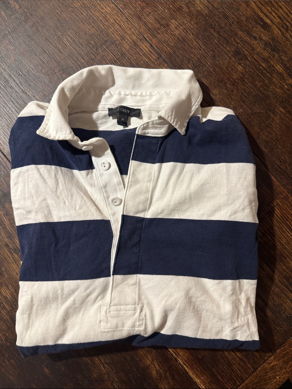 Navy and White Striped Rugby Shirt Women’s Size Medium by JCrew